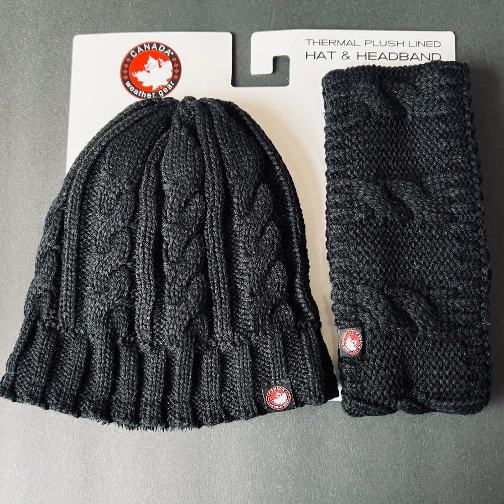 CANADA WEATHER GEAR Men's Thermal Plush Lined Hat & Headband
